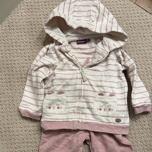 Striped Pink and White Baby Hoodie Set